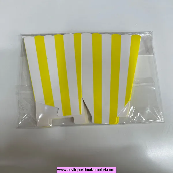 Sarı-Beyaz Çizgili Popcorn Kutusu